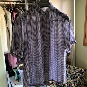 Vintage Button skirt. Blue and white. Short sleeves. Wear down on collar